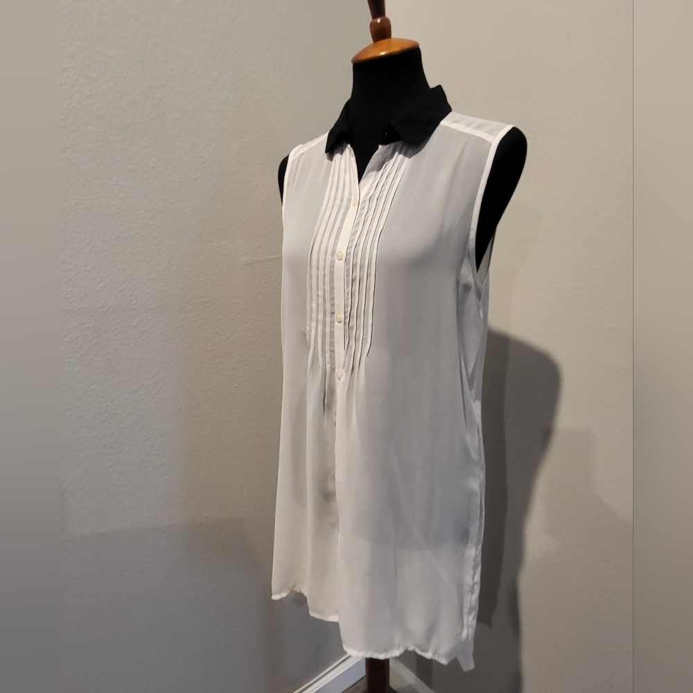 🤎SEMI-SHEER TUXEDO STYLE HIGH LOW BLOUSE